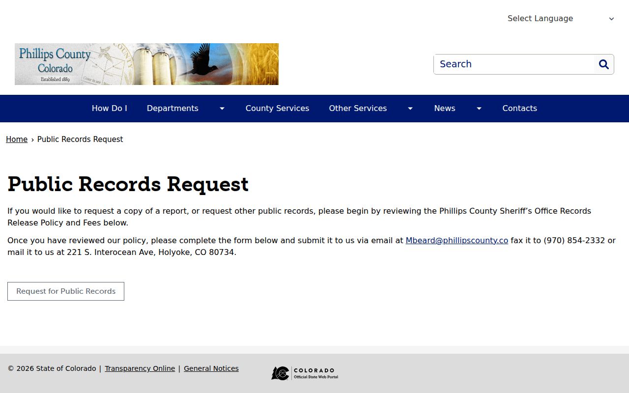 Phillips County warrant records request instructions