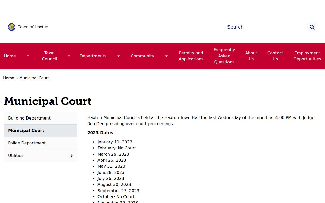 Phillips County city court warrant schedule in Haxtun