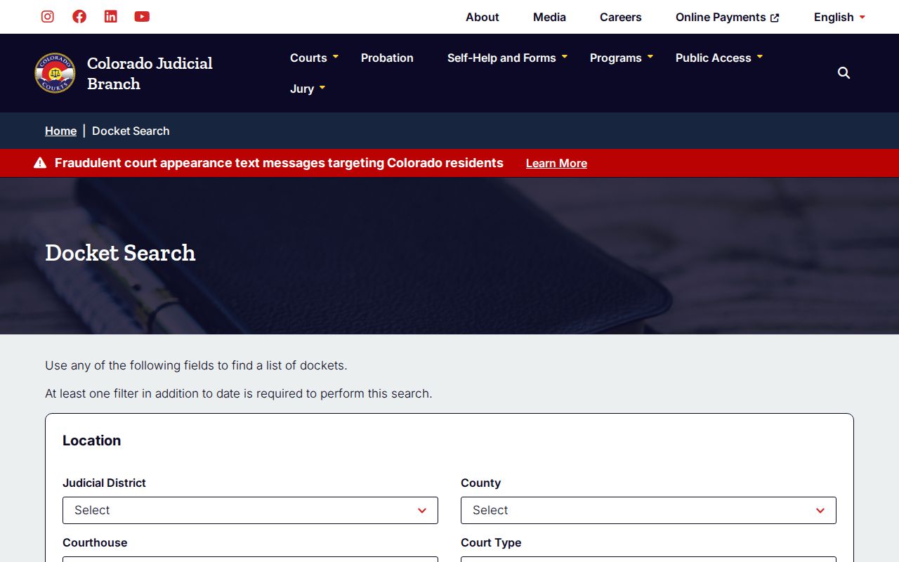 Phillips County warrant docket search filters